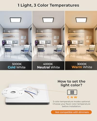 Image of BLNAN LED Flat Ceiling Light, 18 W Ceiling Light with 2000 K Night Light, 1800 lm, Warm Neutral, Cold White, 3000 K / 4000 K / 5000 K, Panel for Hallway, Bedroom, Kitchen, Balcony, Basement, Office