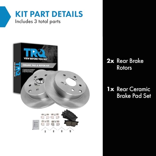 Image of TRQ Rear Brake Pad and Rotor Set Ceramic Compatible with 2010-2012 Lexus HS250h 2006-2018 Toyota RAV4