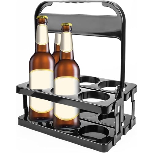 Csirnto Porte-bouteilles Pliable pour 6 Bouteilles - Panier en Plastique avec Poignée pour Bière, Vin et Autres Boissons