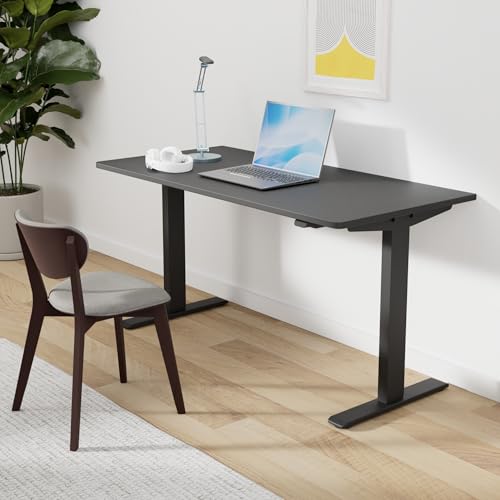 Image of SANODESK Electric Standing Desk 55 x 28 Inches Whole-Piece Desktop Height Adjustable Stand Up Desk w /6-Button Controller Ergonomic Computer Desk for Home Office, Black Frame + Black Tabletop