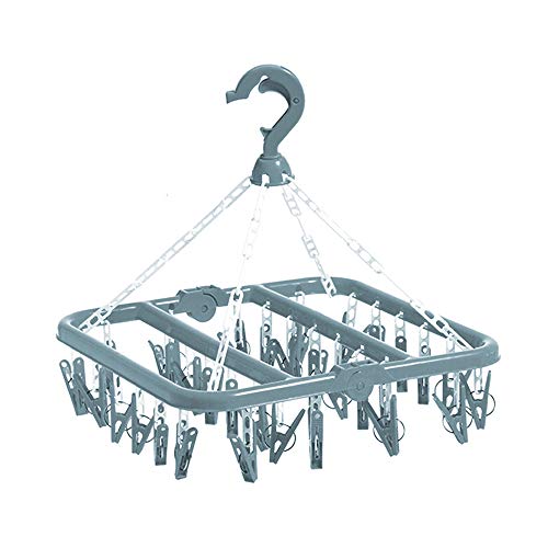 Groupcow Clip and Drip Hanger Clothes Hanger Drying Rack 32 Clips (Light Blue)