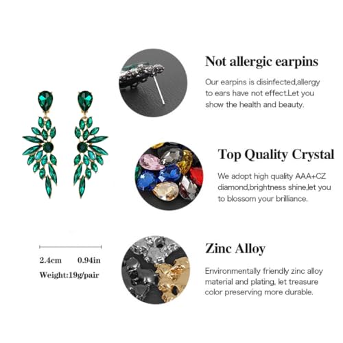 Wedding Bridal Art Deco Crystal Dangle Earrings for Women, Zinc Alloy Hypoallergenic Statement Earrings for Party Prom4