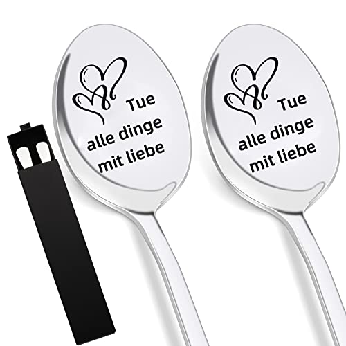 Quazilli Par de regalos para parejas, regalo de boda, 2 cucharas con caja de regalo, para regalar en aniversario, día de San Valentín, cumpleaños, para él y para ella Cover