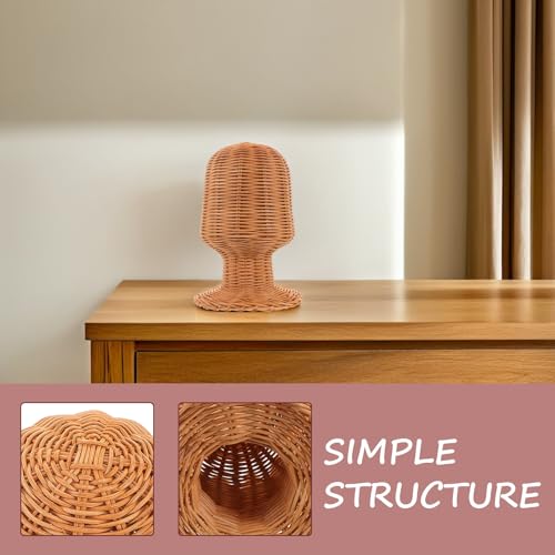 Soporte de cabeza de maniquí de ratán para estudios de cabello 4
