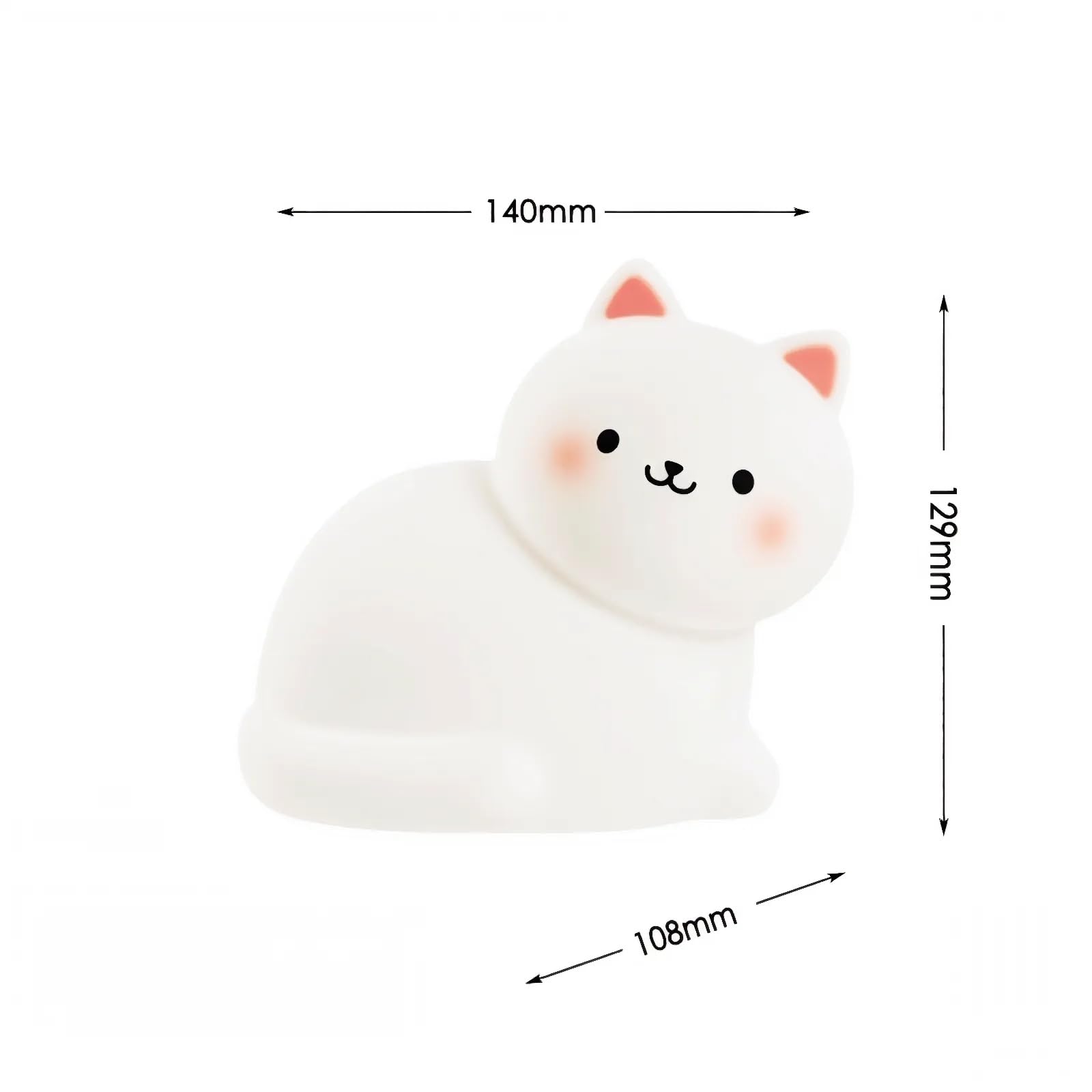 Luz nocturna de gato para niños, bonita lámpara de noche de gato, recargable, regulable, luz nocturna LED de silicona con 7 colores, lámpara de temporización, regalo kawaii, cumpleaños