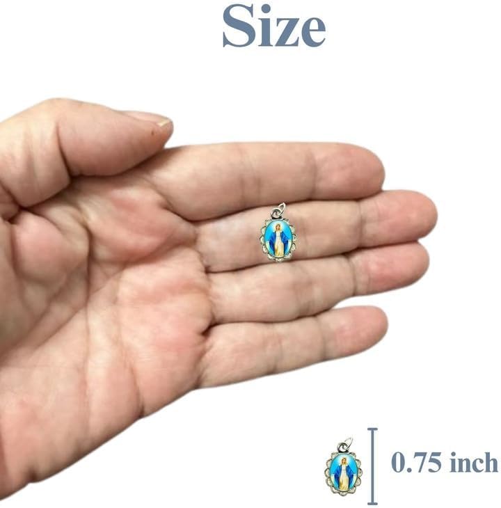 Catholica Shop Religious Wear Silver Tone Small Pendant - Devotional Medals with Assorted Images of Saints, Mary and Jesus. Favors, Keepsake, for Prayer, Faith & Daily Reflection, Pack of 6 - Image 2