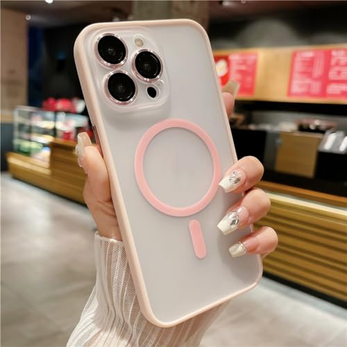 Funda magnética para iPhone 12 ENILSA translúcida rosa con carga inalámbrica