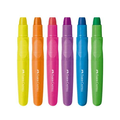 Giz de Cera Jumbo Little Creatives, Neon, Faber-Castell, Supermacio, Grosso, Infantil, Pré-escola, 6