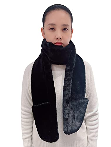 Lina & Lily Women's Winter Faux Fur Scarf Neck Warmer with Pockets