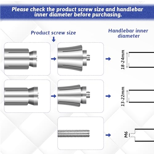 Image of 2 Pack Motorcycle Bar Ends Mounting Screw Set Universal 13mm-24mm Handlebar Expansion Screws for 7 /8'' Handle Bar Grip End Caps Silder Handle Bars Plug Side Mirror Electric Dirt Bike Scooter Silver