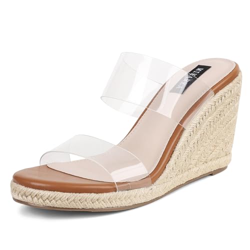 mikarka Slip On Wedge Sandals for Women Open Toe Espadrilles Platform Slides Dressy High Heel Beach...