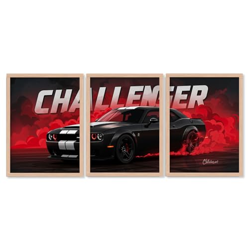 Image of TASVEE Car wall posters | set of 3 wall frames | posters for wall | Wall Decoration for Bedroom, Living Room & Office | Best Gift for Boys & Car Lovers (A3, LARGE 13X17, Framed)