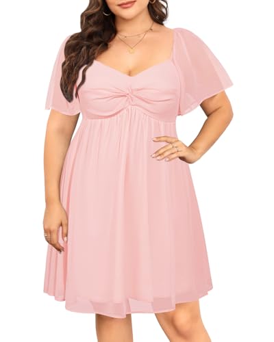 Image of Pinup Fashion Plus Size Graduation Homecoming Chiffon A-line Short Dress