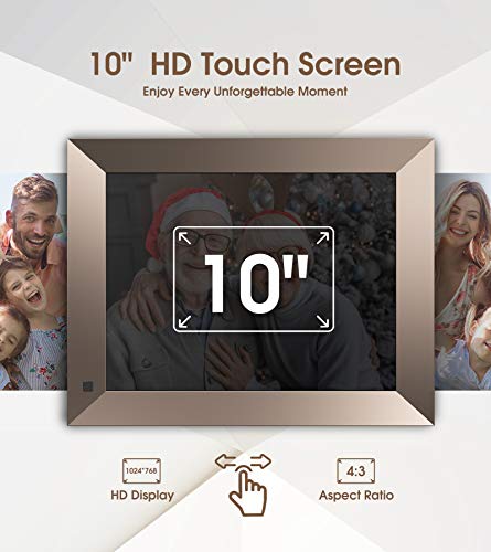 Dragon Touch WiFi Digital Picture Frame, 10 Inch IPS Touch Screen HD Display, Magnetic Stand, 16GB Storage, Motion Sensor, Auto-Rotate, Share Photos and Videos via App or E-Mail (Classic 10 Elite)