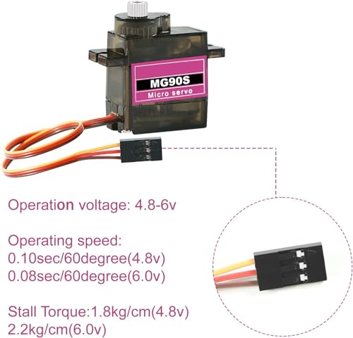 Image of REES52 4 Pack MG90S Servo 9G Servo Metal Gear Micro Servo for Aurduino Project RC Helicopter Planes Boat Robot Car