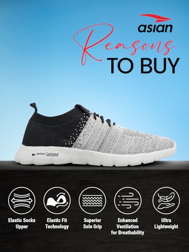 Image of ASIAN Storm-02 Men's Walking Shoes with Stretch-Knit Fit, Nitro Capsule Cushioning & Flexible Lightweight Sole