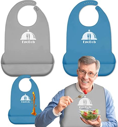 Adult Bibs With Tray - Washable, Reusable & Waterproof Eating Bibs For Men & Women