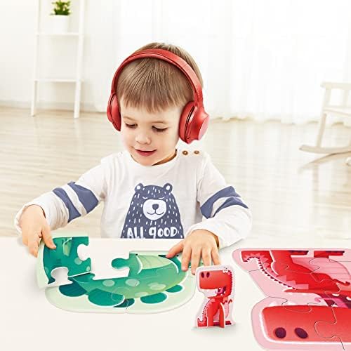 Toi 6 Packs Large Piece Toddler Jigsaw Puzzles for Kids Aged 2.5+, Animal Shaped Floor Puzzles for Beginner, Preschool Learning Game for Boys Girls, Dinosaur 7 41skCVEE+7L. AC