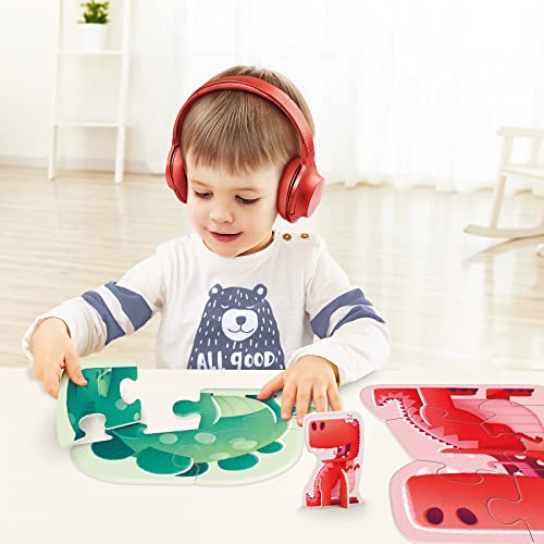 Image of Toi 6 Packs Large Piece Toddler Jigsaw Puzzles for Kids Aged 2.5+, Animal Shaped Floor Puzzles for Beginner, Preschool Learning Game for Boys Girls, Dinosaur | My First Puzzle, Animal Shaped Floor Puzzles for Beginner, Preschool Learning Game, Educational Activity for Boys Girls Gift
