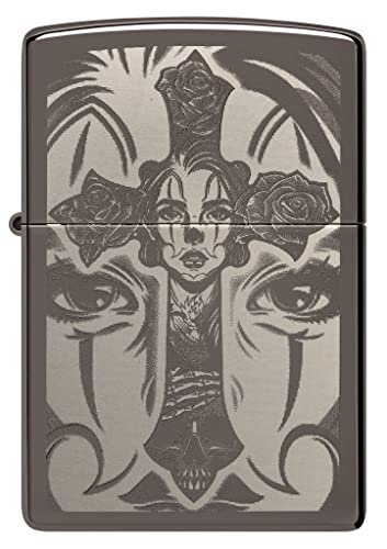Encendedor Zippo Day of The Dead Skull Cross Black Ice miniatura 2