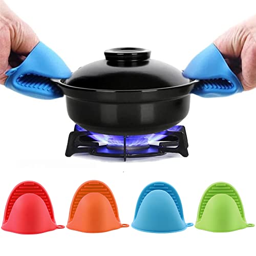 Mini Manoplas de Horno de Silicona, Manoplas para Horno Pequeñas, Guantes de Aislamiento Térmico, Agarraderas de Silicona para Horno para Cocina Hornear Cocinar Proteger los Dedos (4 Pares) Cover