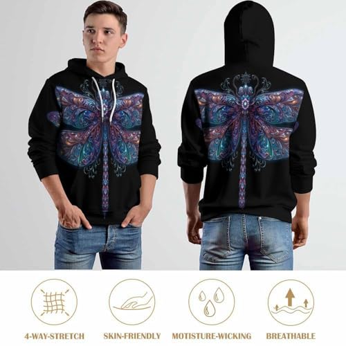 Pull à capuche art fantastique idée cadeau originale sweat libellule unisexe - 6