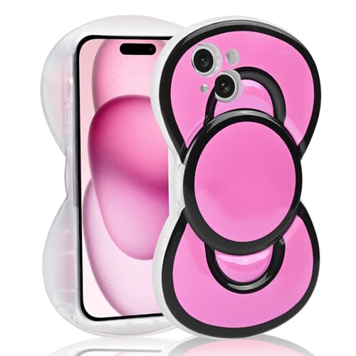 Aleviker Cute Cases for iPhone 13, 3D Bow Shaped Phone Cover Soft Silicone Protective Phone Case for Girls Women Pink