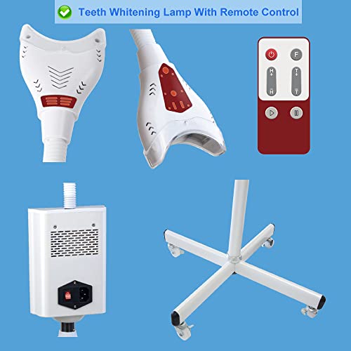 Image of 4 Colors Teeth Whitening Machine, Professional LED Teeth Whitening Light, Mobile Dental Teeth Whitening Bleaching Lamp, Cold Light Tooth Whitener 4 Modes with Remote Control, Floor Stand Type (Red)