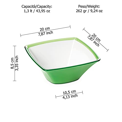 Omada Design Kitchen Bowl 1.3 L, Unbreakable Acrylic Salad Bowl, Dishwasher Washable, Made in Italy, Square Line - Image 2