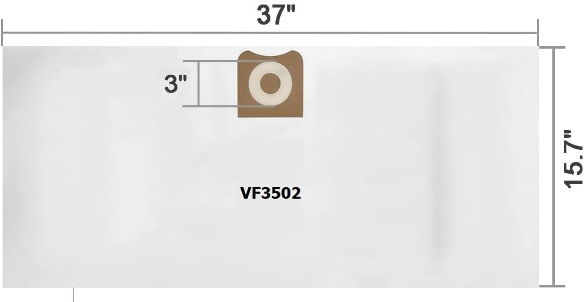 Reusable VF3502 Filter Bags Compatible with Ridgid & Shop-Vac 12–16 Gallon Wet/Dry Vacuums – SelfClean Fabric with Zipper (3-Pack), Tear-Resistant Replacement Dust Bags