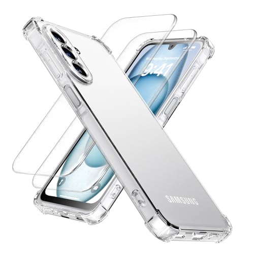 XINYEXIN Funda para Samsung Galaxy A17 5G/4G con 2 Piezas Protectores de Pantalla Cristal Templado – Carcasa Transparente Flexible TPU con Esquinas Airbag, Antideslizante