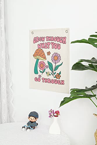 Ralxion Positive Affirmations Tapestry, Grow Through What U Go Through, 12×16 Small Poster Tapestry For Bedroom Wall Hanging Decoration, Motivational Inspirational Wall Art Aesthetic Trendy Cute Hippie Room Decor For Home, Dorm, Office, Bedroom, Living Room, Bathroom, For Teen Girls Women #TOP2