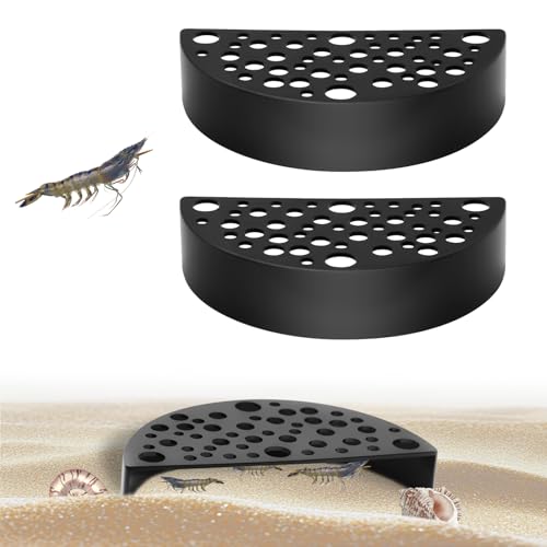 Image of 2Pcs Black Shrimp Cave Ornaments, Good Size Half Moon Shrimp House Decor, Fish Hiding Tools Supplies, Accessories Decor Supplies Can Be Used in Aquariums