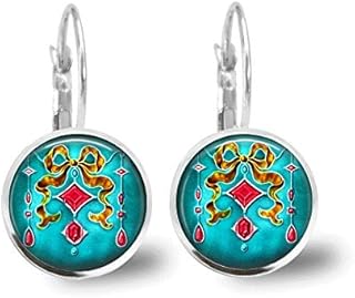 Brincos de azulejo Art Deco, joias Art Deco, brincos de prata, joias de prata, joias de azulejo, joias de água, brincos de contas, presente de amor