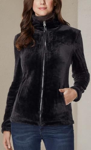 32 Degrees Women's Plush Faux Fur Full Zip Jacket (Black, XL)4