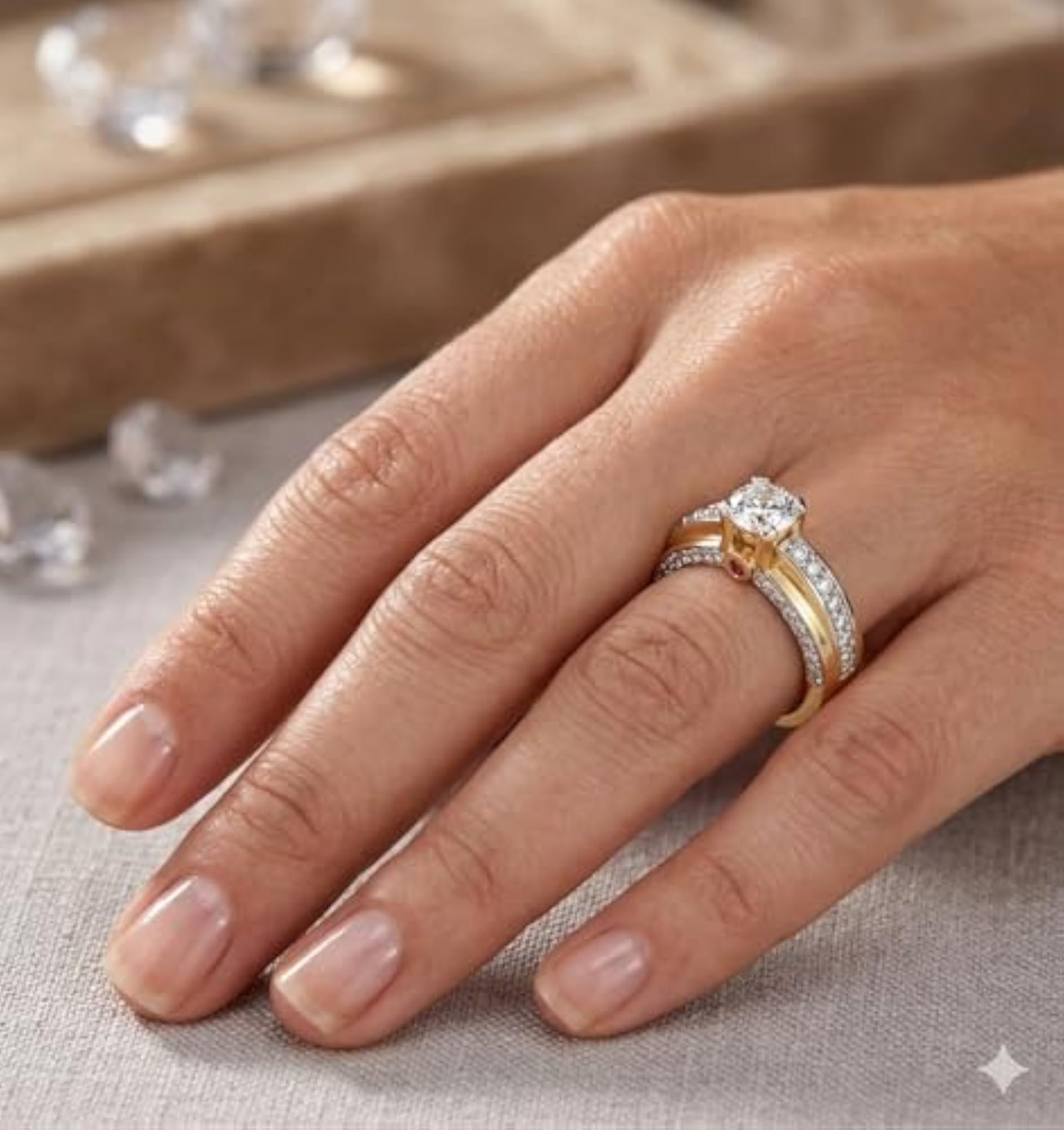 Women's Gold Plated 925 Sterling Silver Solitaire Glow Ring