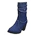 Ctreela Slouchy Denim Cowgirl Ankle Boots Vintage Wide Calf Cowboy Western Booties Fashion Chunky Heel Comfy Pull On Boots