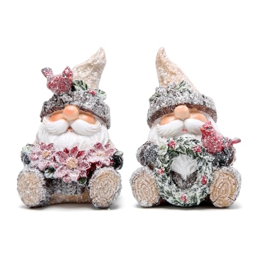 Hodao 2 PCS Christmas Santa Decorations Xmas Figurines Decor Handmade Woodcut Santa Figurines for Xmas Decor Gift - Christmas Party Home Decorations (Brown)