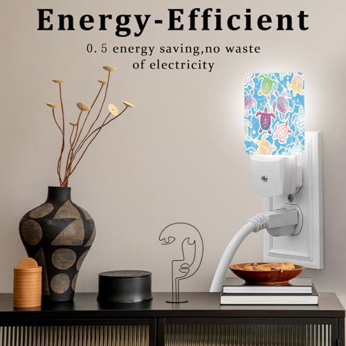 Image of Colorful Turtle Night Light, Plug-into Wall Sea Nightlight Lamp with Dusk to Dawn Sensor, Led Lamp 0.5W Energy Efficient for Boys Girls Adults Home Decor
