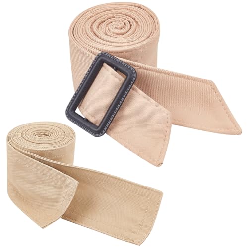 PLIGREAT 2 Pack Women Wind Coat Waist Belt Khaki Trench Waistband Replacement Wide Tie Waist Belt with Adjustable Buckle Polyester Waistband Belts for Coat Windbreaker Jacket Dress