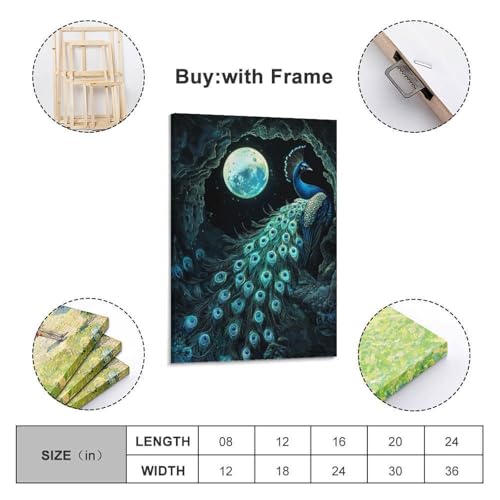 Peintures sur toile paon pour masquer un mur vide avec elegance - 2