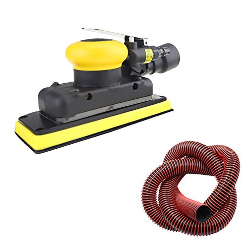 Toplionace Pneumatische 70x198MM Schleifmaschine, Quadratischer Luft Orbitalschleifer Zentraler Vakuum Polierschleifer mit 5M Vakuumröhrchen