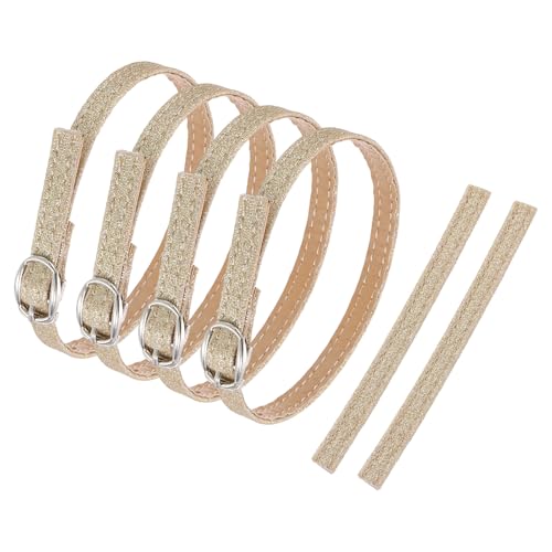 uxcell 2 Pair Replacement Ankle Strap for Heels Detachable Shoe Straps PU Leather Shoe Bands, Frosted Light Gold