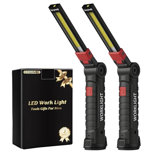 Coquimbo LED Torch Rechargeable Work Light Fathers Day Dad Gifts for Men Him Husband Inspection Lamp Magnetic Light with Hanging Hook 360 Rotate Camping Lights for Car Repair BBQ Emergency