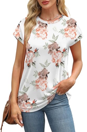 Image of Alaroo Womens Summer Tops Short Sleeve Shirts Crew Neck Tshirt Cute Trendy Tunic Blouses (S-3XL)