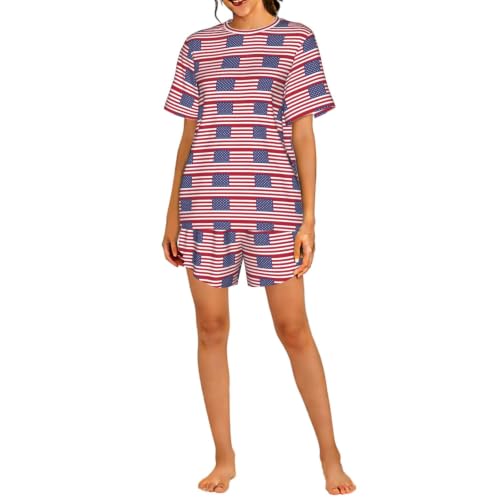 Pyjama court femme drapeau américain : ensemble de nuit confortable pour la maison