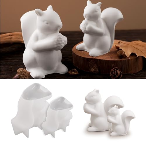 EPODA Conjunto de 2 moldes de resina de esquilo - moldes de silicone 3D para resina epóxi, moldes realistas para decoração e artesanato, escritório em casa e decoração de parede