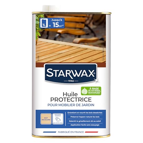 STARWAX - Huile Protectrice pour Bois Extérieurs - Protège de l'eau, des Taches et des Graisses - Barrière Anti-UV - Ravive l'Éclat des Bois - Application...