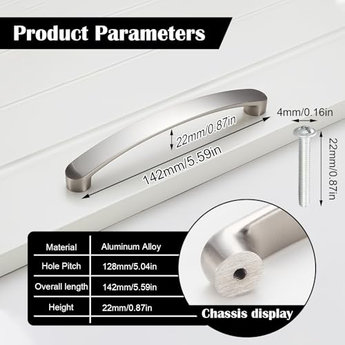 Image of 2 Pack Cabinet Pulls Brushed 5.04 Inch Drawer Pulls Aluminum Alloy Arch Kitchen Cabinet Handle and Pulls Cabinet Hardware for Dresser Cupboard Wardrobe Bathroom Kitchen