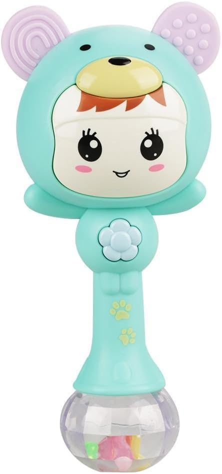 Image of Educational Baby Rattle, Electronic Light Musical Teether - Baby Sensory Sound Toys, 3-12 Months (Baby Green)